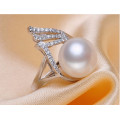 925 Silver Freshwater Pearl Ring Simple Design Pearl Ring AAA 10-11mm Button White Pearl Rings